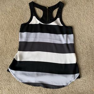 Stripe Racerback tank with zipper detail